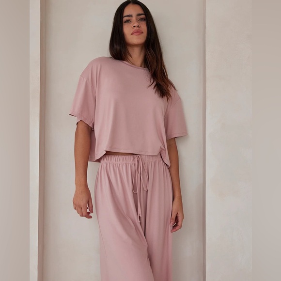 Bumpsuit The Cloud Crop Tee & Slim Pant- Loungewear- Dusty Rose, Small- NWT - Picture 3 of 7